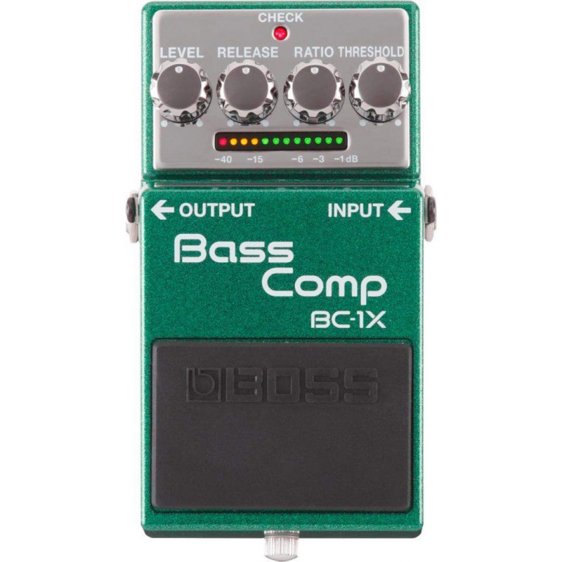 Pedal Boss BC-1X Compresor para Bajo, nos ofrece una compresión multibanda controlada con circuitería inteligente.