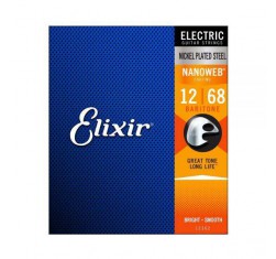 Juego de cuerdas Elixir para guitarra eléctrica 12302. Recubrimiento NanoWeb. Calibre Baritone 12 16 22 38 52 68
