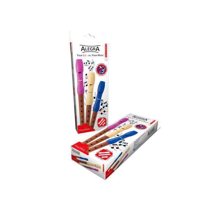 Flauta Soprano Hohner ALLEGRA 9585 Azul digitacion alemana 2 piezas mixta boquilla de plastico cuerpo de madera