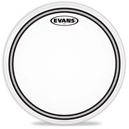 Parche para tom de 16" tipo batidor de 2 capas blanco rugoso con muffle Evans B16EC2S.