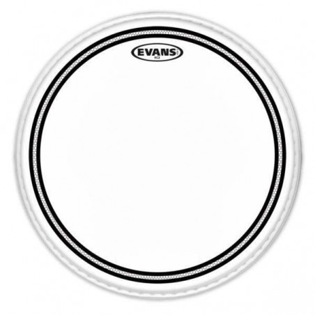 Parche para tom de 13" tipo batidor de 2 capas transparente con muffle Evans TT13EC2S.