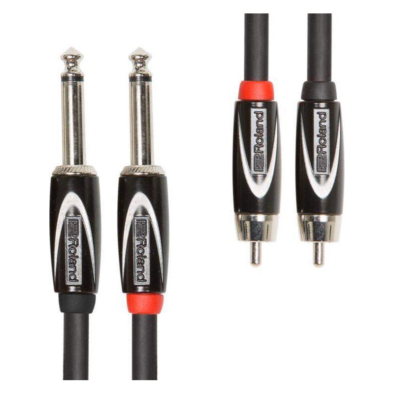 Cable de 1,5 Metros Roland Serie Black RCC-5-2R28 de 2 RCA a 2 Jacks Macho Mono 6,35 de calidad profesional