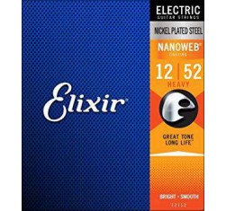 Juego de cuerdas Elixir para guitarra eléctrica 12152, Recubrimiento NanoWeb. Calibre Heavy 12 16 24w 32 42 52