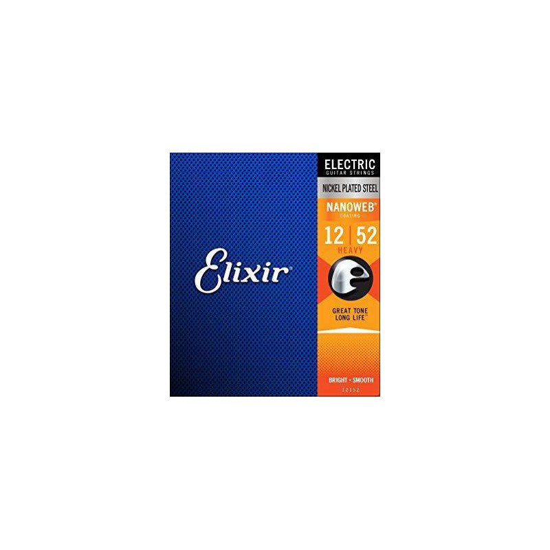 Juego de cuerdas Elixir para guitarra eléctrica 12152, Recubrimiento NanoWeb. Calibre Heavy 12 16 24w 32 42 52