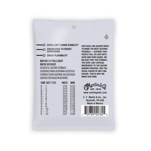 MA180 Cuerdas Authentic Acoustic SP 12C Bronze E.Light 10-47