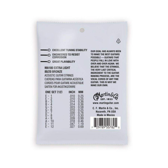 MA180 Cuerdas Authentic Acoustic SP 12C Bronze E.Light 10-47