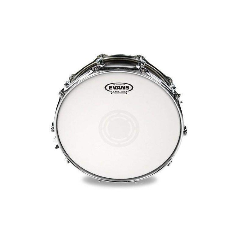 Parche batidor para caja de 14" Evans Heavyweight B14HW de 2 capas de 10mil blanco rugoso y refuerzo central.