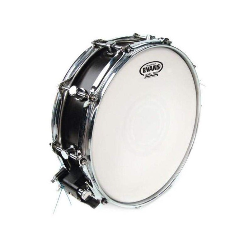 Parche batidor para caja de 14" Evans Heavyweight B14HW de 2 capas de 10mil blanco rugoso y refuerzo central.