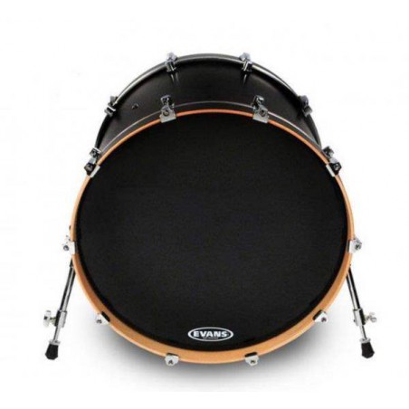Parche Bombo EQ3 Evans Black 20" BD20RB-NP, Resonante , Ering, Sin orificio externo.