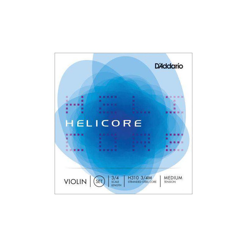 Juego de cuerdas para Violín D´addario Helicore H310 3/4 Medium de tensión media.