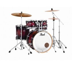 Set de Bateria Fusion 20" de 5 piezas Pearl Decade Maple DMP905 en acabado Gloss Deep Red Burst con herrajes.
