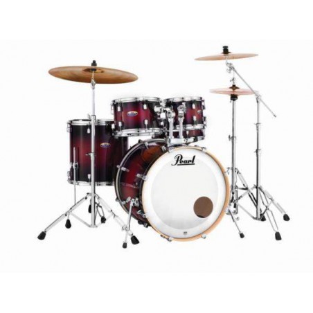 Set de Bateria Fusion 20" de 5 piezas Pearl Decade Maple DMP905 en acabado Gloss Deep Red Burst con herrajes.
