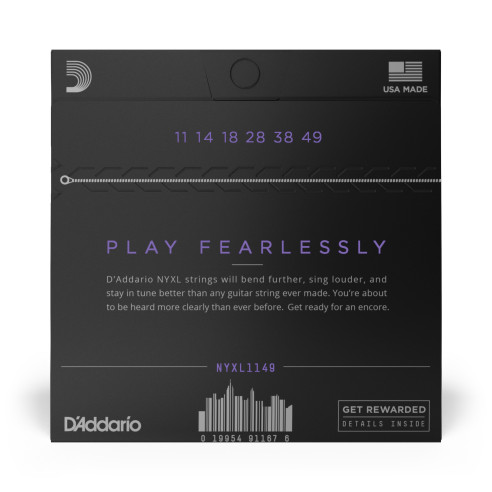 comprar Juego de cuerdas para Guitarra Eléctrica d'Addario NYXL1149 de entorchado de níquel, calibre medio, 11-49.