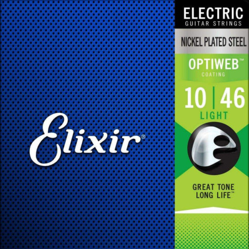 Juego Elixir Optiweb para guitarra eléctrica 10-46 19052 con recubrimiento OptiWeb, Light, Calibre 10-13-17-26-36-46