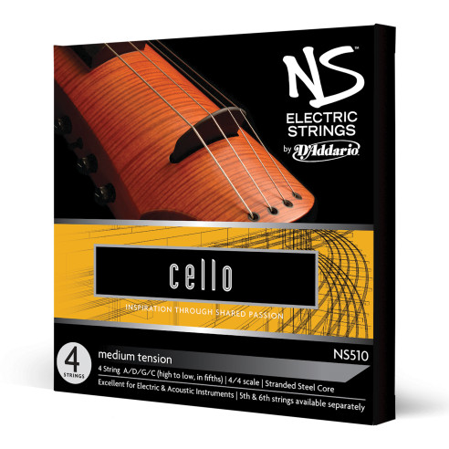 Juego de cuerdas para violoncello eléctrico D'Addario NS115, Escala 4/4, Tensión Media.