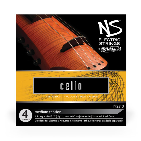 Juego de cuerdas para violoncello eléctrico D'Addario NS115, Escala 4/4, Tensión Media.