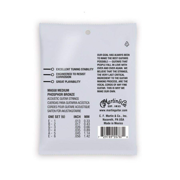 comprar JUEGO ACÚSTICA MARTIN AUTHENTIC SP PHOSPHOR BRONZE 92/8 MEDIUM 13-56.