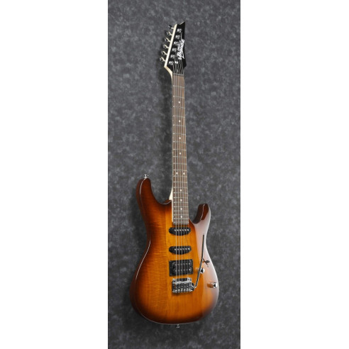 Guitarra eléctrica IBANEZ GSA60-BKN con cuerpo de Okoume, pastillas Infinity y acabado Brown Sunburst.