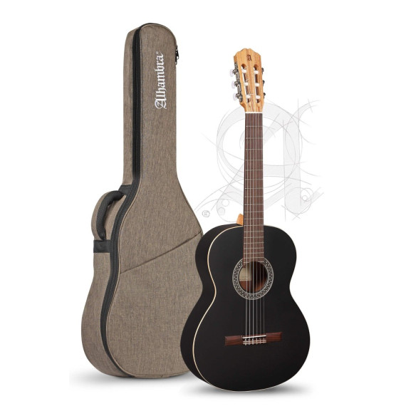 Alhambra 1C BLACK SATIN Guitarra Clásica negra con funda