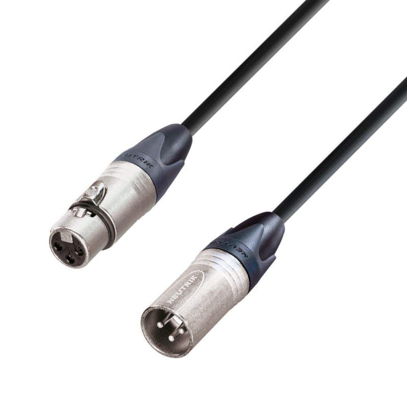 Cable de Micrófono Adam Hall de XLR hembra a XLR macho 1,5 m de distancia, calidad 5 estrellas con conectores Neutrik.