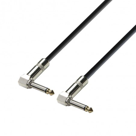 Cable de Instrumento Adam Hall de Jack 6,3 mm mono a Jack 6,3 mm mono acodado 30 cm de distancia, calidad 3 estrellas.
