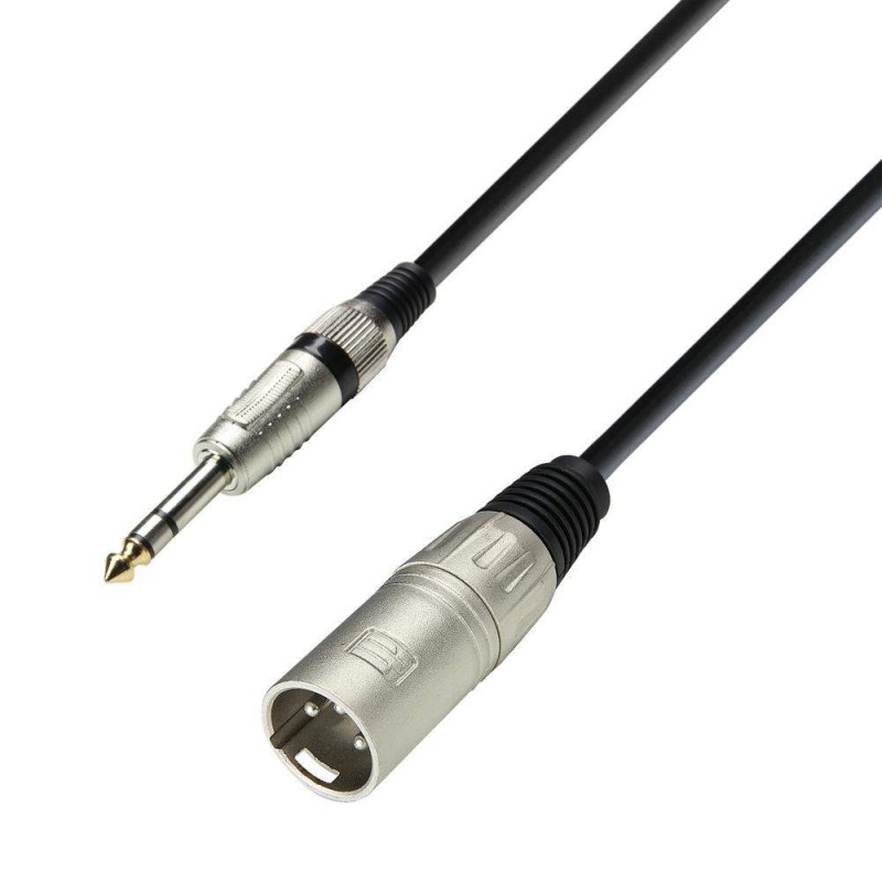 Cable de audio Adam Hall jack estéreo a XLR macho 3 m de distancia, calidad 3 estrellas.