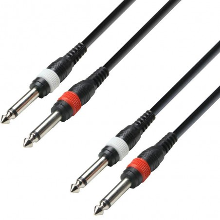 Adam Hall K3TPP0100 Cable de Instrumento de Jack 6,3 mm mono a Jack 6,3 mm mono de 1 m de distancia, calidad 3 estrellas