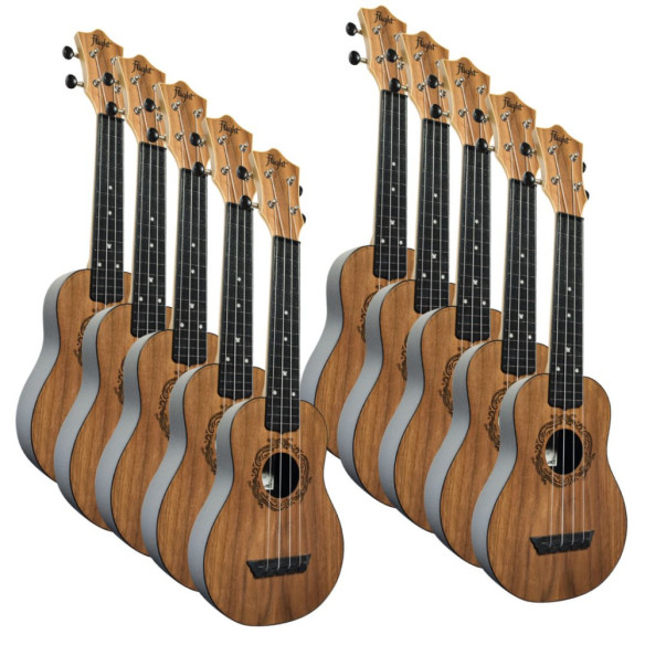 Flight PACK 10 UKELELES SOPRANO TUS-50 Travel Salamander