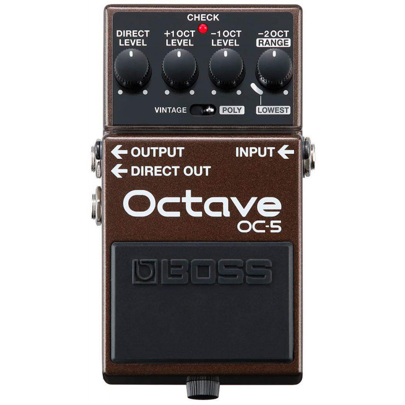 Pedal octavador BOSS OC-5 de nueva generación con modos vintage y polifónico, detección ultrarrápida y rango ampliado.