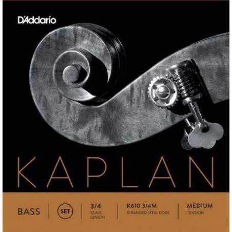 Juego de cuerdas para Contrabajo de tamaño 3/4 D' Addario Kaplan K610 de tensión media (Medium). Juego de cuerdas para Contrabajo de tamaño 3/4 D' Addario Kaplan K610 de tensión media (Medium).