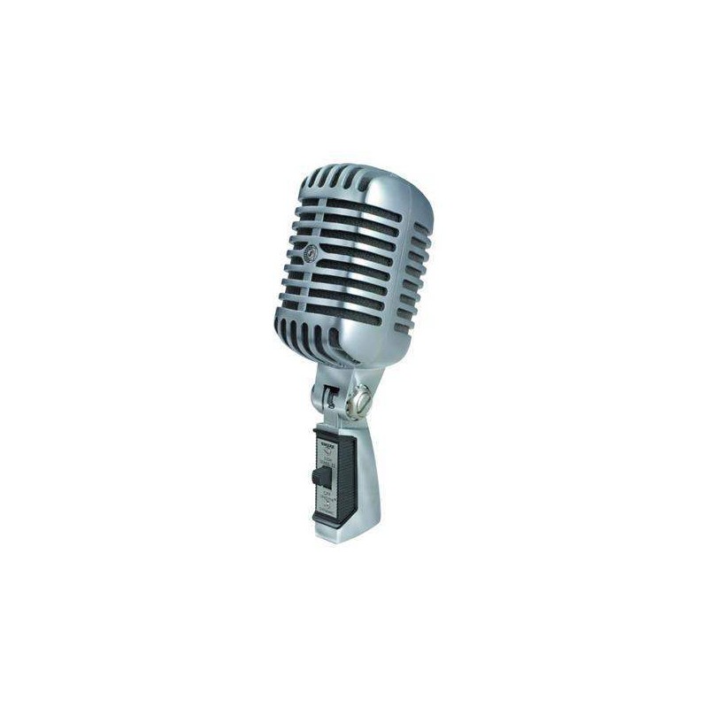 Micrófono Dinámico SHURE 55SH II  vocal clásico años 50 con soporte articulado e interruptor de encendido.