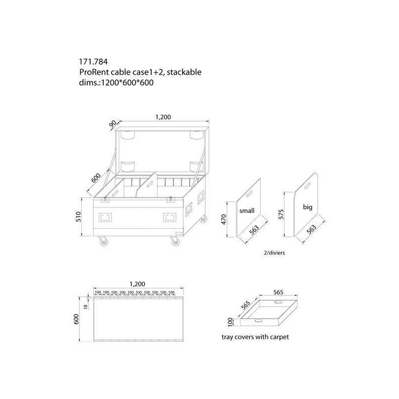 Caja de transporte sólida y con ruedas para cables y todos los accesorios Power Dynamics PD-FA2