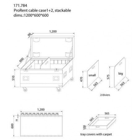 Caja de transporte sólida y con ruedas para cables y todos los accesorios Power Dynamics PD-FA2