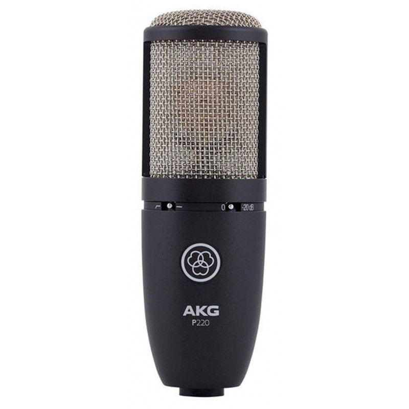Microfono de condensador AKG P220 Perception cardioide para estudio, diafragma grande, con atenuador y filtro de graves.