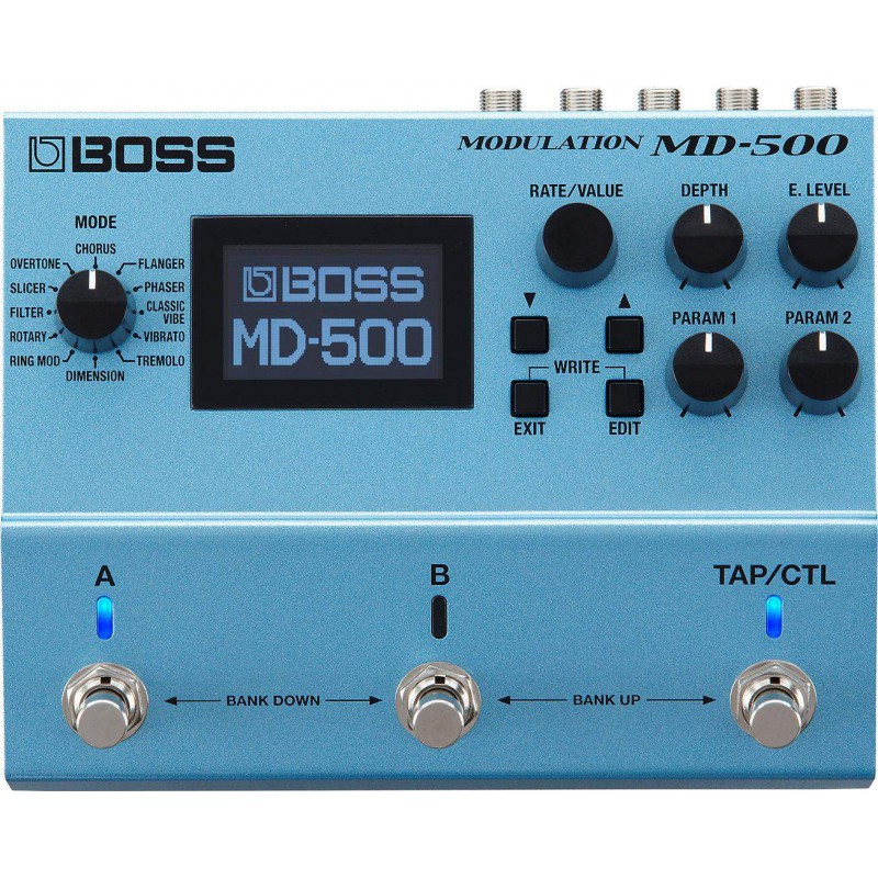 comprar Pedal de Modulación Boss MD-500 con 12 modos y 28 tipos de modulación, todos con parámetros para editarlos.