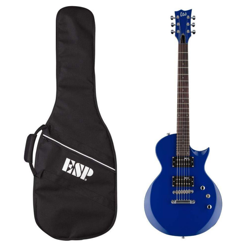 Set de Guitarra Eléctrica y Funda LTD EC-10 acabado en azul.