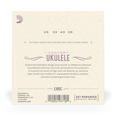 comprar Juego de cuerdas para Ukelele d'Addario EJ65C Pro-Arté Custom. Cuerdas extruidas para ukelele, concierto.