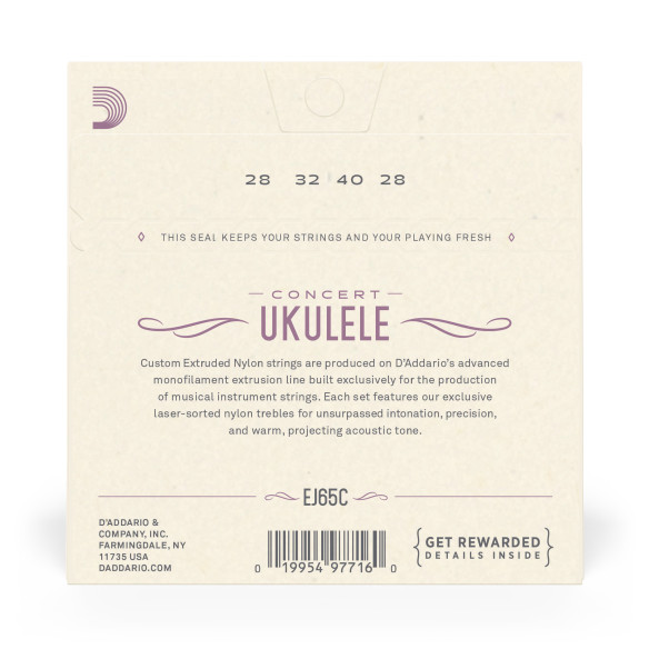 comprar Juego de cuerdas para Ukelele d'Addario EJ65C Pro-Arté Custom. Cuerdas extruidas para ukelele, concierto.