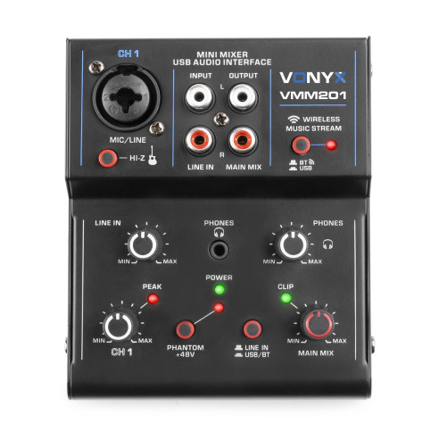 VMM201 Mezclador 2 Canales con USB Audio Interface