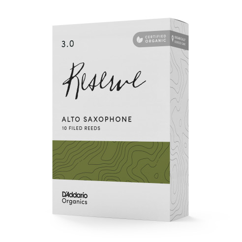 comprar Cañas Saxo Alto D'Addario Organic Reserve dureza 3, caja de 10 cañas orgánicas limadas.