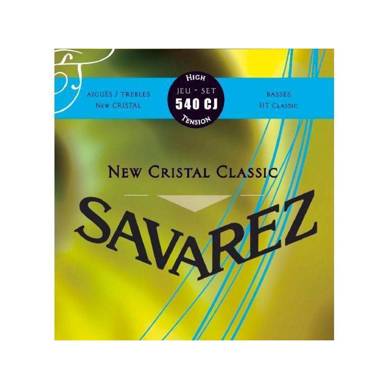 Juego de cuerdas para Guitarra Clásica SAVAREZ NEW CRYSTAL CLASSIC AZUL 540-CJ tensión Fuerte.