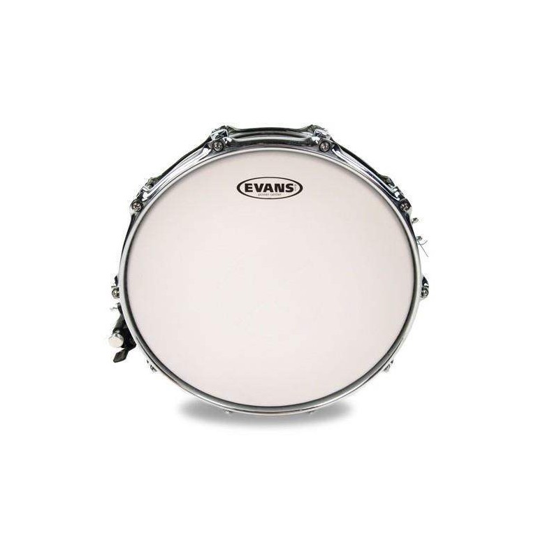 Parche batidor para caja de 14" Evans Power Center B14G1D de 2 capas blanco rugoso y con refuerzo central externo.