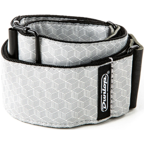 D67-12 Correa Guitarra Jacquard Cube Hatch Light Grey