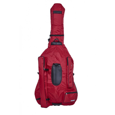 Funda para Contrabajo 4/4 Bam Perfomance PERF1103S en color Rojo, funda impermeable, ligera y con un gran acolchado.