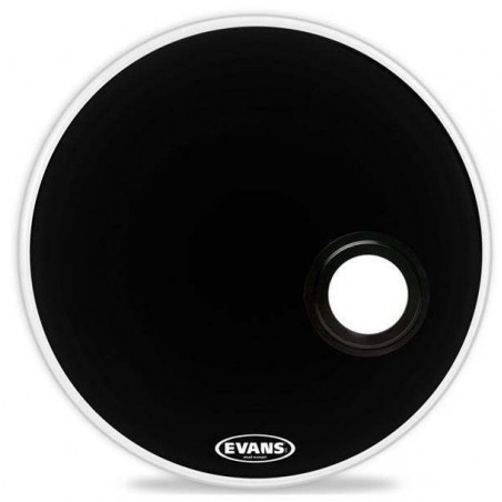 Parche resonante negro para bombo de 20" Evans BD20REMAD de 1 capa de 7,5mil y con orificio de 4" ( 10 cm ).