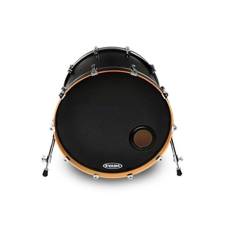 Parche resonante negro para bombo de 20" Evans BD20REMAD de 1 capa de 7,5mil y con orificio de 4" ( 10 cm ).