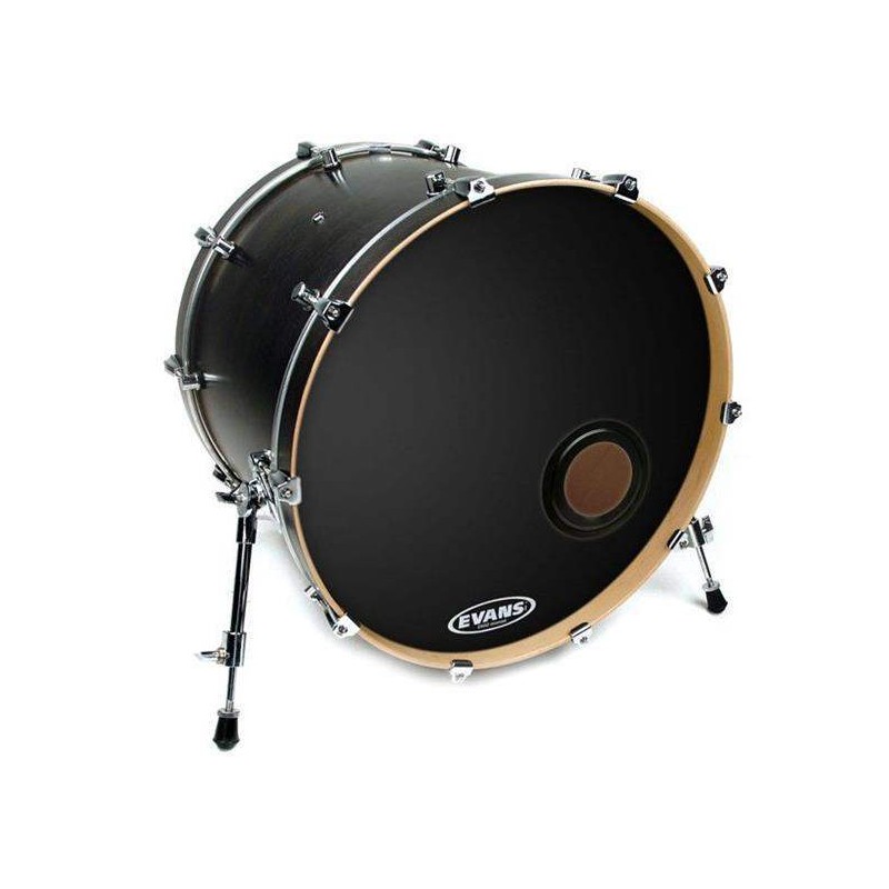 Parche resonante negro para bombo de 20" Evans BD20REMAD de 1 capa de 7,5mil y con orificio de 4" ( 10 cm ).