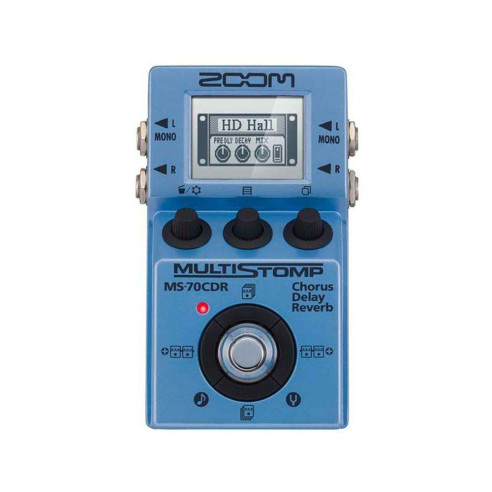 Multiefectos ZOOM Multistomp MS-70CDR con Chorus / Delay / Reverb, 86 efectos, 50 presets y 6 efectos simultáneamente.