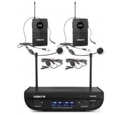 VONYX WM82B Micro inalambrico UHF 2 canales, dos micros,doble Petaca de levalier/Headset.