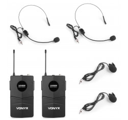 VONYX WM82B Micro inalambrico UHF 2 canales, dos micros,doble Petaca de levalier/Headset. 2